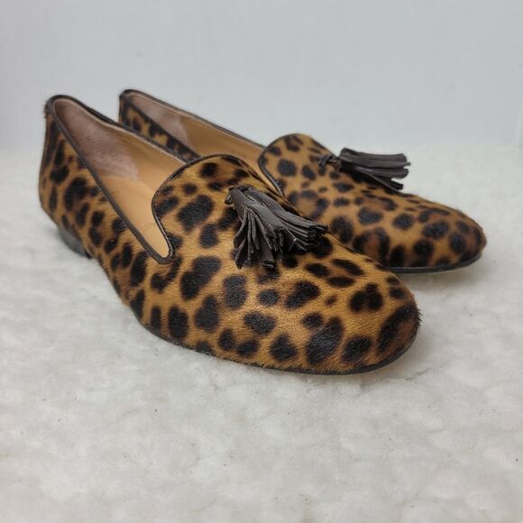 Ann Mashburn Women's Shoes Size 4.5 US 35 EUR Leopard Calf Hair Tassel Loafer - Picture 1 of 11
